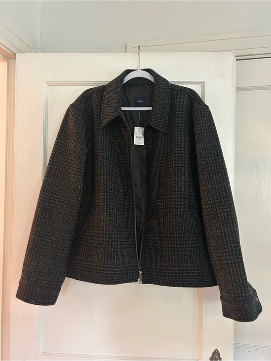J. Crew Other - J. Crew Charcoal Plaid Zip-Front Wool Jacket (NWT)